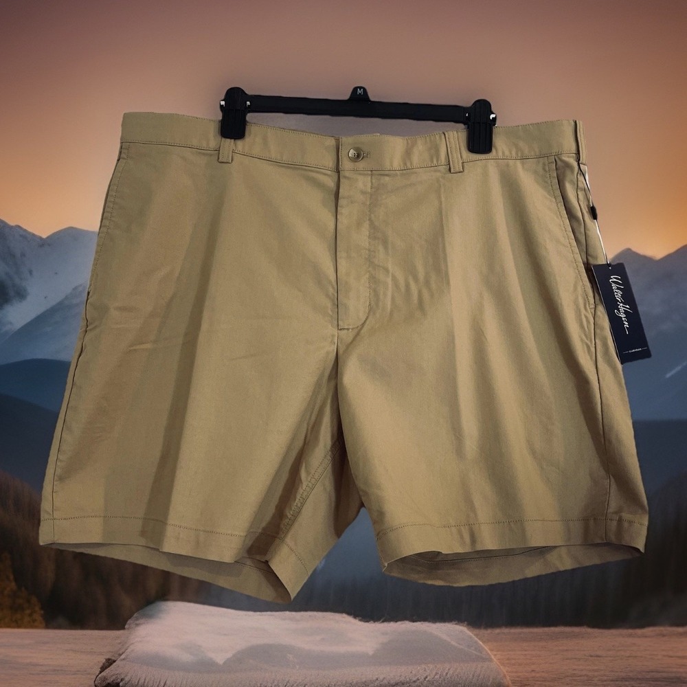 Walter Hagen Shorts Mens 40 Beige Clubhouse‎ Chino 8" Inseam Golf Stretch